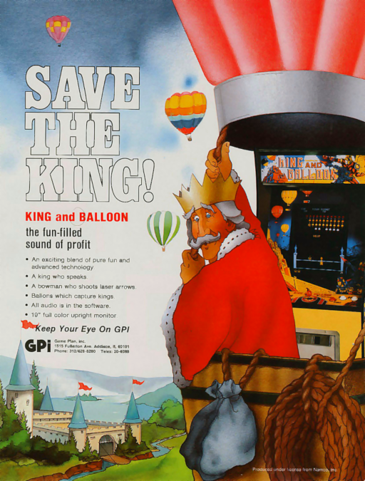 King & Balloon (US) Arcade Game Cover